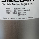 Sinclair 1.25-meter Q202GR 220-225 MHz Band-Pass Band-Reject 4-Cavity Repeater Base Station Duplexer, N-Female Connectors